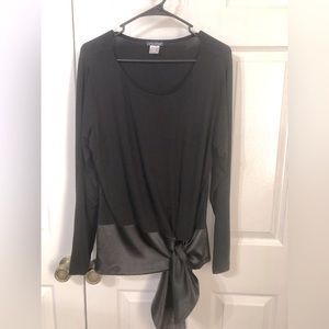 Women’s Venus black XL viscose & polyester blouse with side tie.
